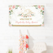 Swan Princess Blush Pink Floral Baby Girl Backdrop Spandoek (Insitu)