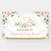 Swan Princess Blush Pink Floral Baby Girl Backdrop Spandoek (Horizontaal)