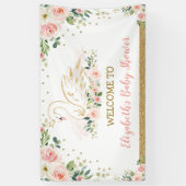 Swan Princess Blush Pink Floral Baby Girl Backdrop Spandoek (Verticaal)