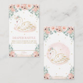 Swan Princess Blush Pink Floral Diaper Raffle Informatiekaartje (Voorkant / Achterkant)