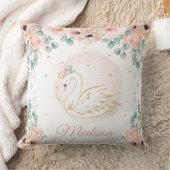 Swan Princess Blush Pink Poppy Floral Greenery Kussen (Deken)