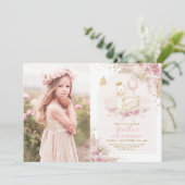  Swan Princess Boho Pink Floral Birthday Kaart (Staand voorkant)