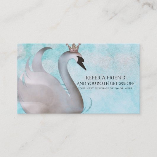 Swan Princess Fairy Tale Refer a Friend Aanbevelingskaartje (Voorkant)