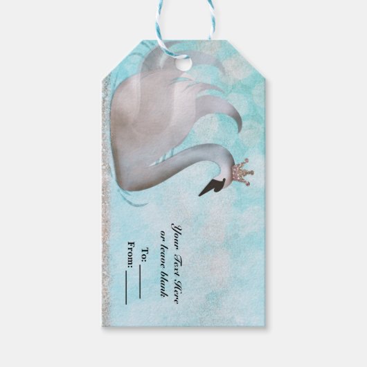 Swan Princess Faux Gold Glitter Chic Fairy Tale Cadeaulabel (Voorkant)