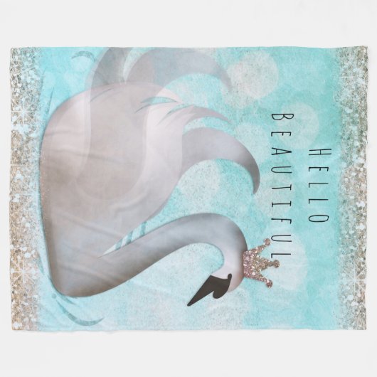Swan Princess Faux Gold Glitter Chic Fairy Tale Fleece Deken (Voorkant (Horizontaal))