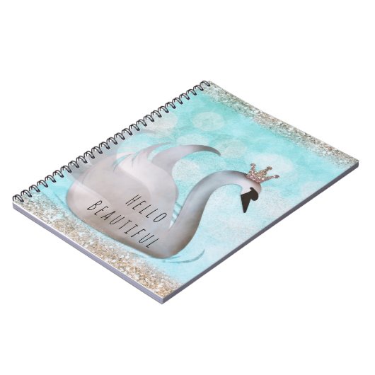 Swan Princess Faux Gold Glitter Chic Fairy Tale Notitieboek (Linkerzijde)