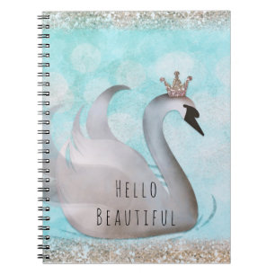 Swan Princess Faux Gold Glitter Chic Fairy Tale Notitieboek
