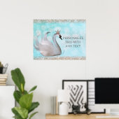 Swan Princess Faux Gold Glitter Fairy Tale Party Poster (Thuiskantoor)