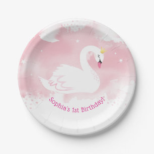 SWAN PRINCESS feesttafel decor roze Papieren Bordje