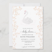 Swan Princess Girl Baby shower Invitation Kaart (Voorkant)