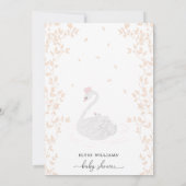 Swan Princess Girl Baby shower Invitation Kaart (Achterkant)