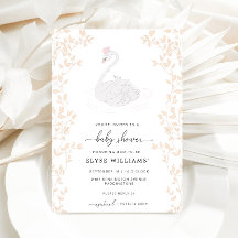 Swan Princess Girl Baby shower Invitation