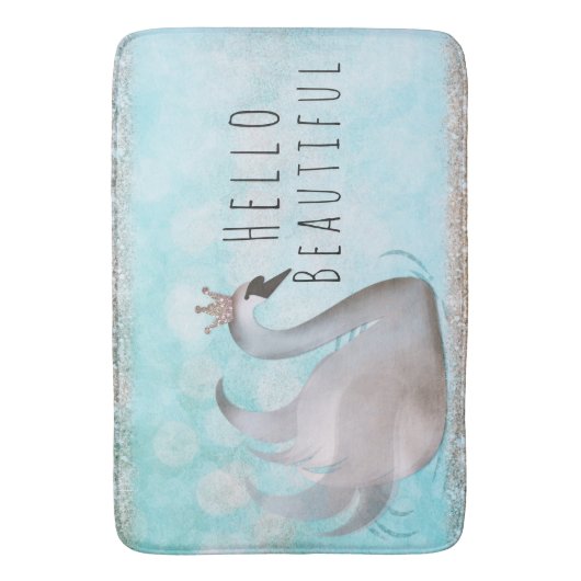 Swan Princess Glitter Gold Fairy Tale Bath Mat (Voorkant Verticaal)