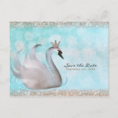 Swan Princess Glitter Sprookje Save the Date Aankondigingskaart (Voorkant)