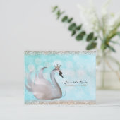 Swan Princess Glitter Sprookje Save the Date Aankondigingskaart (Staand voorkant)