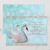 Swan Princess Glitter verjaardagsfeestje uitnodigi Kaart (Voorkant / Achterkant)