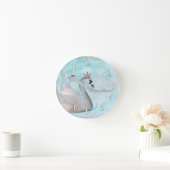 Swan Princess Gold Glitter Boutique Style Custom Ronde Klok (Huis)