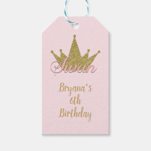 Swan Princess Gold Glitter Crown Birthday Party Cadeaulabel