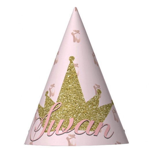 Swan Princess Gold Glitter Crown Birthday Party Feesthoedjes (Voorkant)