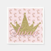Swan Princess Gold Glitter Crown Birthday Party Servetten (Voorkant)