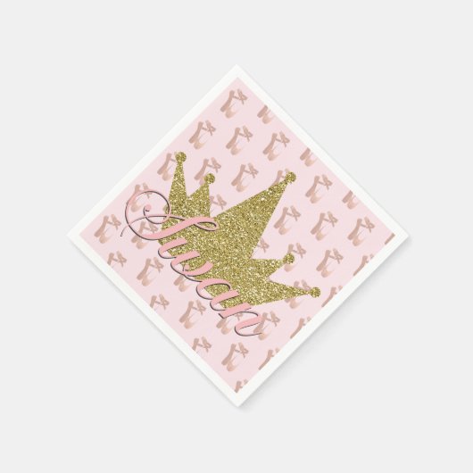 Swan Princess Gold Glitter Crown Birthday Party Servetten (Hoek)