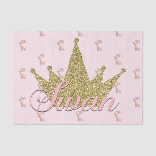 Swan Princess Gold Glitter Crown Birthday Party Tissuepapier (Voorkant)