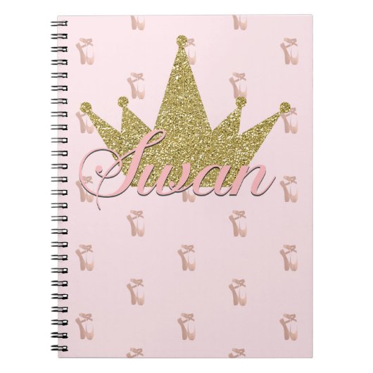 Swan Princess Gold Glitter Crown Glam Notitieboek (Voorkant)