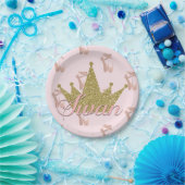 Swan Princess Gold Glitter Crown Glam Papieren Bordje (Feest)