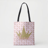 Swan Princess Gold Glitter Crown Glam Tote Bag (Voorkant)