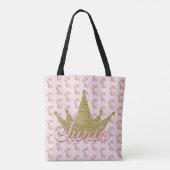Swan Princess Gold Glitter Crown Glam Tote Bag (Achterkant)
