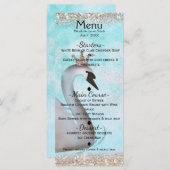 Swan Princess Gold Glitter Sprookje Feestmenu Menu (Voorkant / Achterkant)