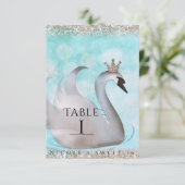 Swan Princess Gold Glitter Sprookje Tafelnummer (Staand voorkant)