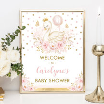 Swan Princess met roze ballon Welkom Baby Girl