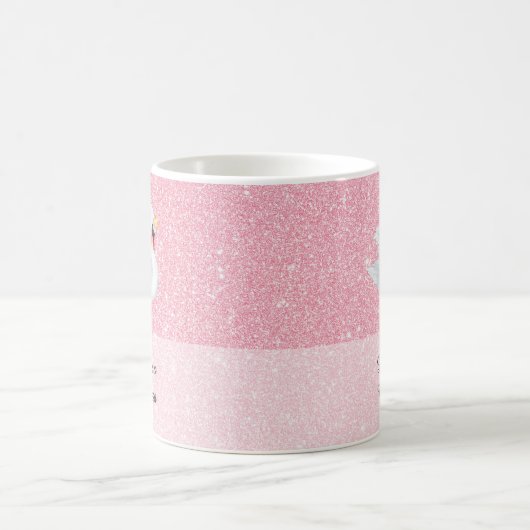 Swan Princess Monogram Pink Glitter Coffee Mok (Center)