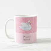 Swan Princess Monogram Pink Glitter Coffee Mok (Links)