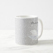 Swan Princess Monogram Silver Glitter Koffiemok (Voorkant rechts)
