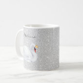 Swan Princess Monogram Silver Glitter Koffiemok (Voorkant links)