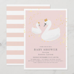 Swan Princess Pink Baby shower Kaart