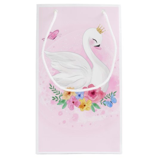 Swan Princess Pink Girl Birthday Baby shower Klein Cadeauzakje (Achterkant)