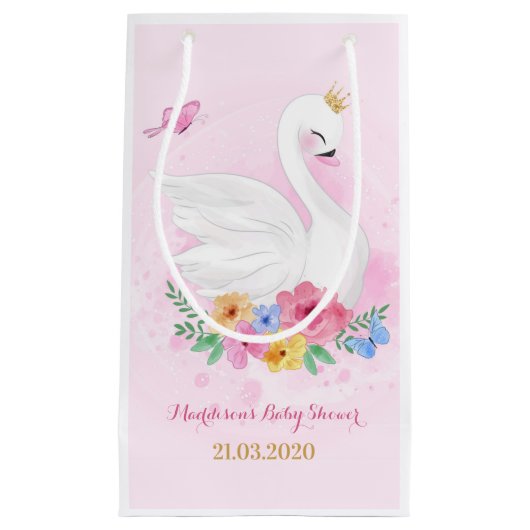 Swan Princess Pink Girl Birthday Baby shower Klein Cadeauzakje (Voorkant)