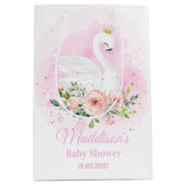 Swan Princess Pink Girl Birthday Baby shower Medium Cadeauzakje (Voorkant)