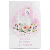 Swan Princess Pink Girl Birthday Baby shower Medium Cadeauzakje (Achterkant)