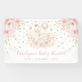 Swan Princess Pink Gold Baby shower Welkom Spandoek