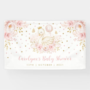 Swan Princess Pink Gold Baby shower Welkom Spandoek