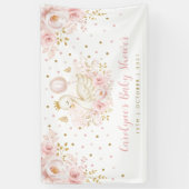 Swan Princess Pink Gold Baby shower Welkom Spandoek (Verticaal)