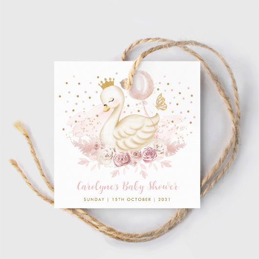  Swan Princess Pink Gold ballonbaby Girl Bedankjes Labels