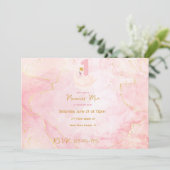 Swan Princess Pink & Gold Waterverf, eerste verjaa Kaart (Staand voorkant)