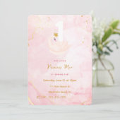 Swan Princess Pink & Gold Waterverf, eerste verjaa Kaart (Staand voorkant)