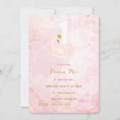 Swan Princess Pink & Gold Waterverf, eerste verjaa Kaart (Voorkant)