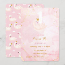Swan Princess Pink & Gold Waterverf, eerste verjaa